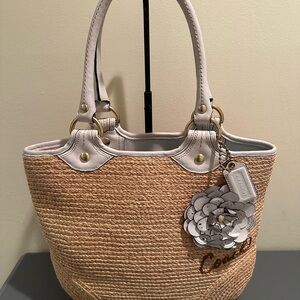 Coach Natural Straw Bleeker Tote Bag Style F13373 (2008) Y2K